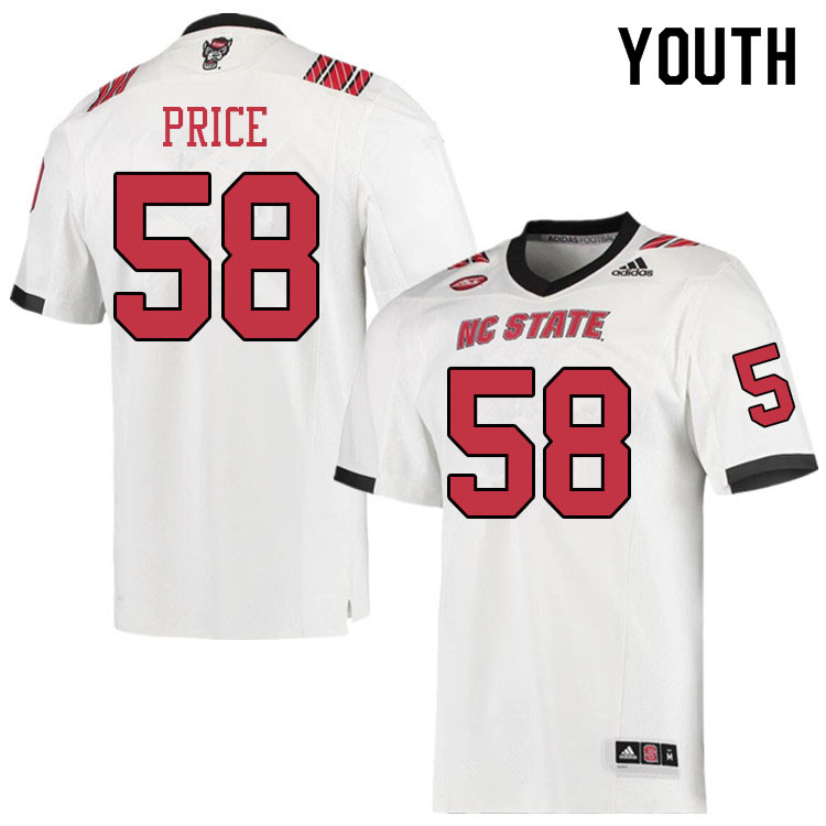Youth #58 Travali Price NC State Wolfpack College Football Jerseys Sale-White - Click Image to Close